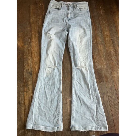 Flying Monkey Distressed Flare Denim Waist Size 27 - Picture 1 of 7